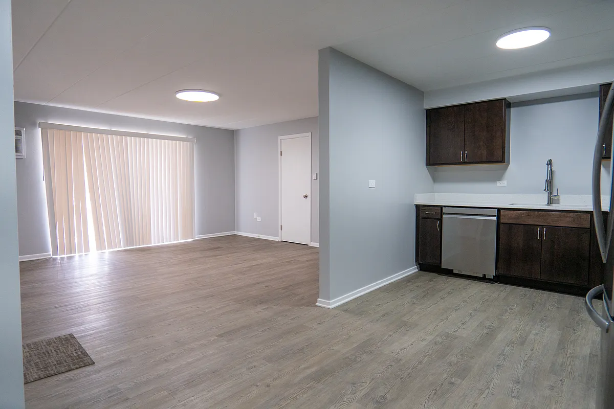 Lansing Apartments — Open Floor Plan Living Area and Kitchen